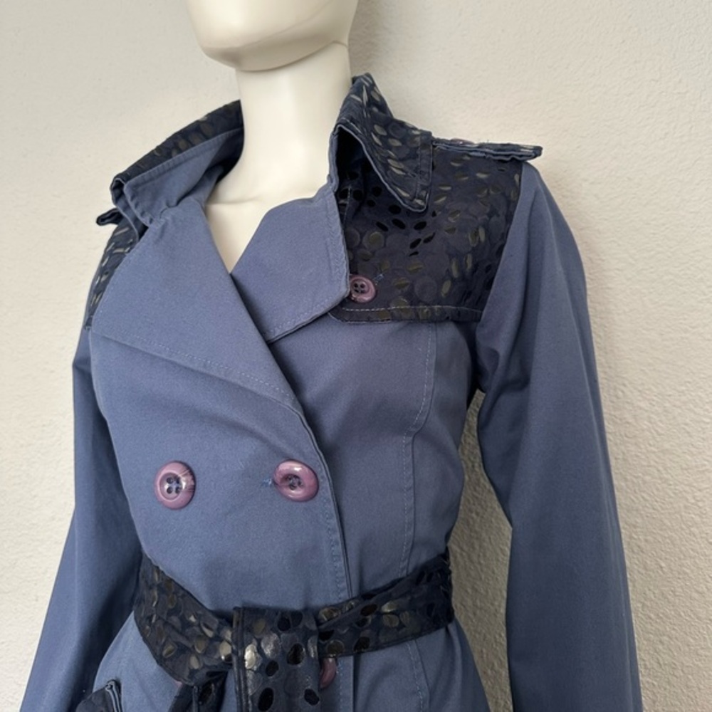 🔥SALE💥NWT WOMEN DOUBLE-BREASTED TRENCH COAT BELTED LINED JACKET IN DENIM - Picture 6 of 17
